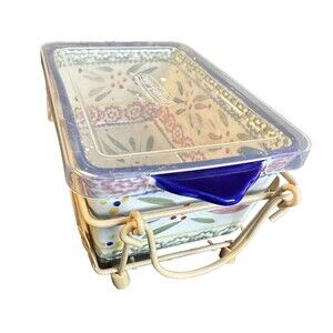 Temptations By Tara 1 Quart Baking Dish Lid 4- Piece Set Wire Rack Trivet NEW!